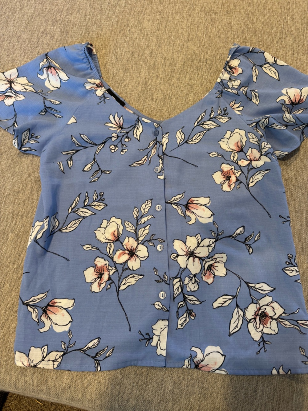Iz Byer Blue Floral Button-Front Women’s Top